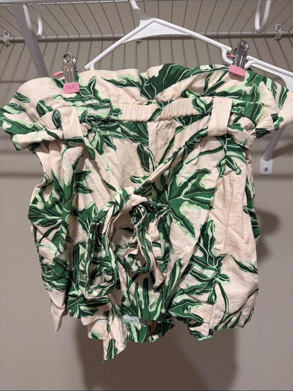 Emily McCarthy Paperbag Shorts with Palm Print